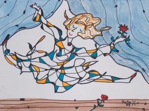 Die Tänzerin, Eddingstift auf Zeichenpapier, 30 cm x 40 cm, 60,00 Euro
