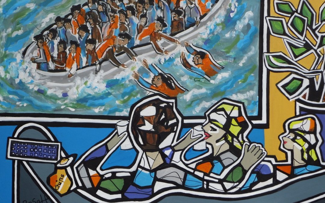 Acrylbild: Gemütlicher Fernsehabend