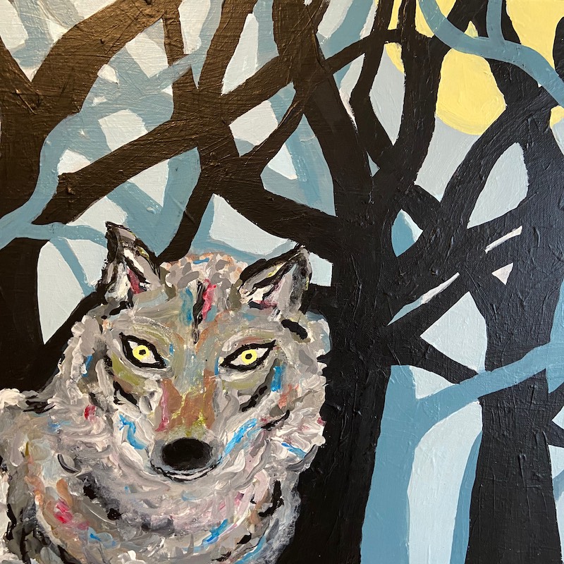 Bild Acryl: Einsamer Wolf